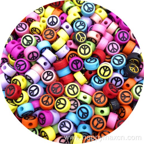 Multi-color 4*7mm large peace sign charm beads